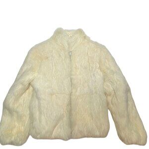 Vintage Princess Caravelle Rabbit Fur Bomber Jacket Youth Size 8 Satin Lined